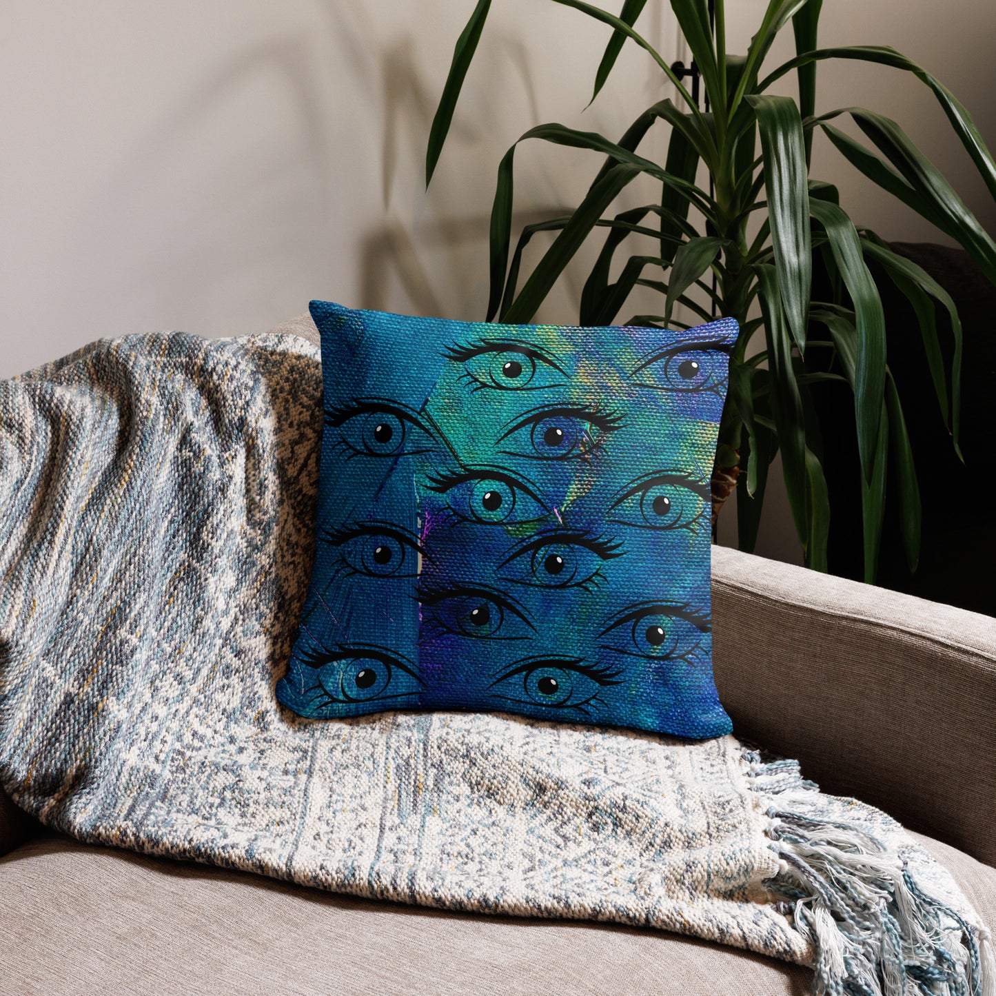 Eyeball Teal Abstract Texture Pillowcase